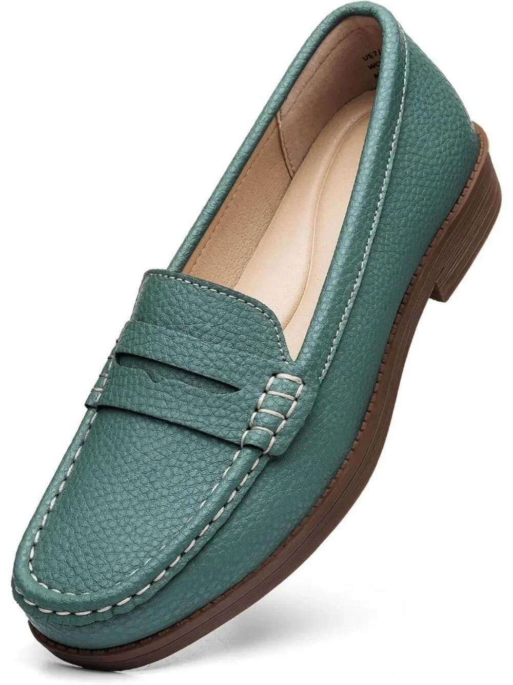 Women Green Patent Leather Comfortable Penny Loafer Slip On Casual Walking Shoes